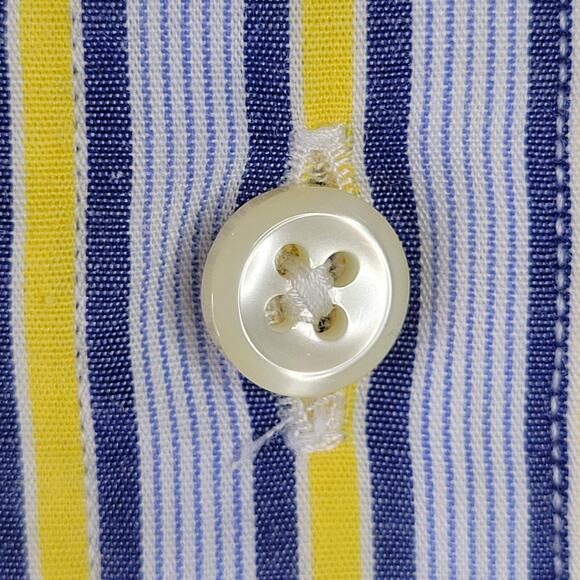 Polo Ralph Lauren Shirt Oxford Men's Large 16 Yellow Stripe Button Down Yarmouth - Picture 4 of 9